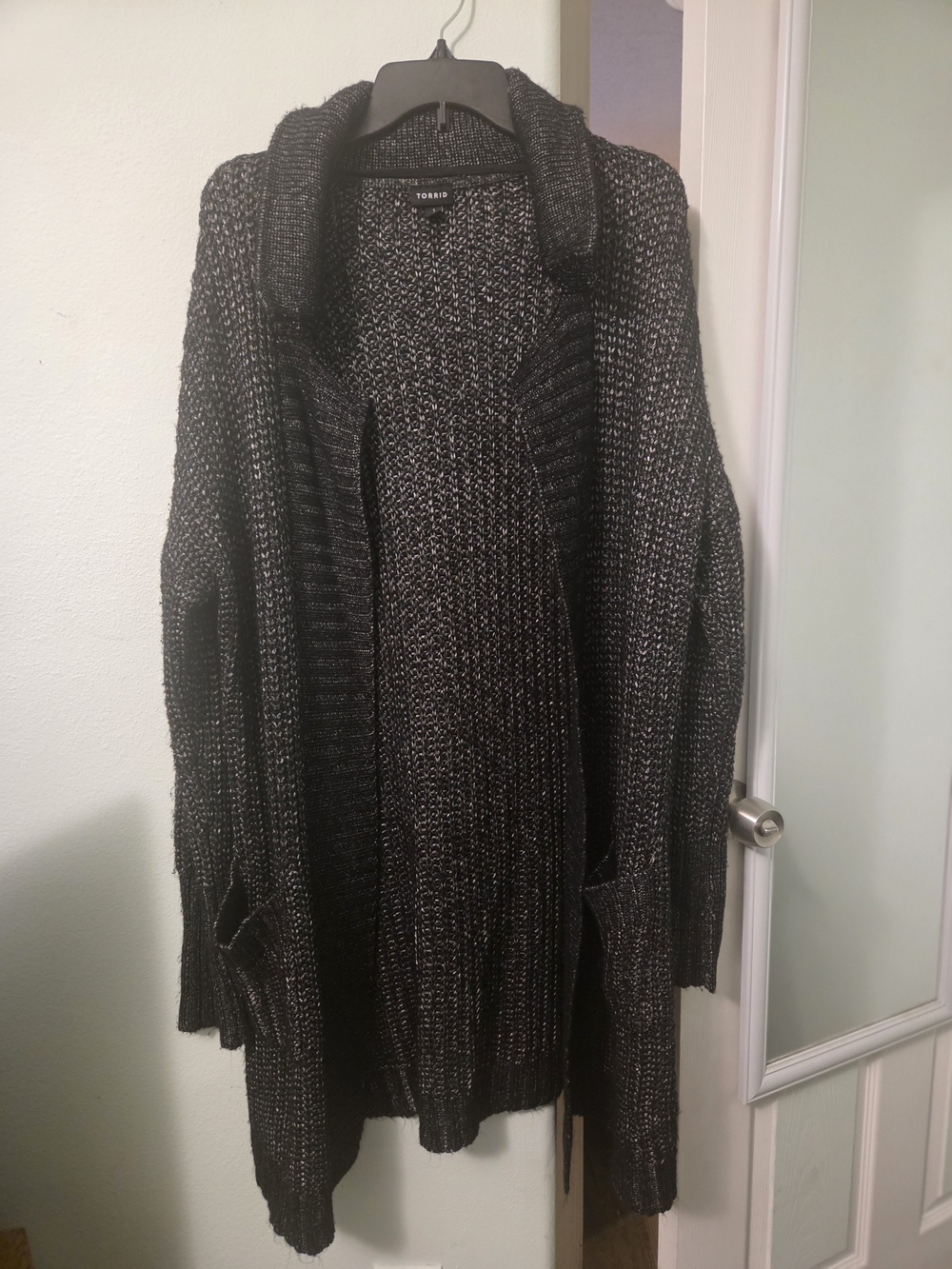 torrid Black and Gray Marled Open-Front Cardigan